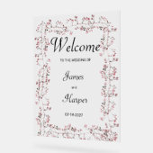 Waterverf bordeaux roze bloemenblad Welkom Acryl Bord (Hoek)