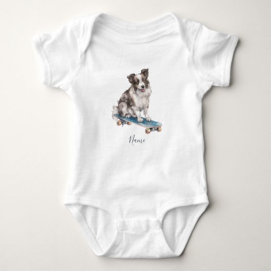 Waterverf Border Collie Baby Bodysuit (Voorkant)