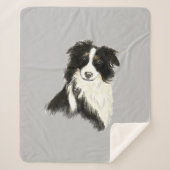 Waterverf Border Collie Dog Pet Animal Custom Sherpa Deken (Voorkant)