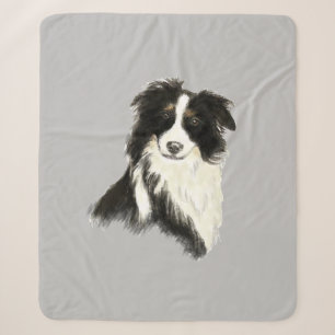 Waterverf Border Collie Dog Pet Animal Custom Sherpa Deken