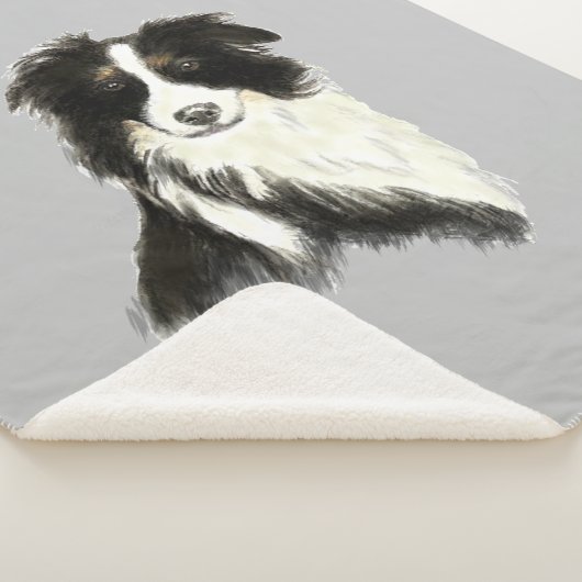 Waterverf Border Collie Dog Pet Animal Custom Sherpa Deken (3/4)