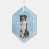 Waterverf Border Collie Dog Pet Glas Ornament (Voorkant links)