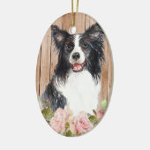 Waterverf Border Collie & Flowers Keramisch Ornament (Links)