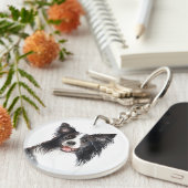 Waterverf Border Collie Sleutelhanger (Voorkant Rechts)