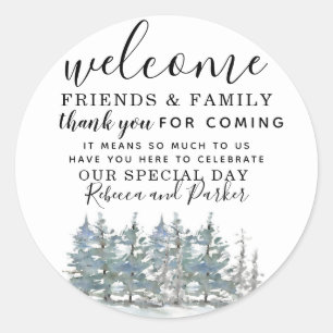Waterverf Bos Bruiloft Welkom gunst dank u Ronde Sticker