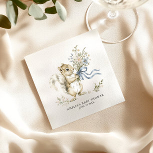 Waterverf Bos Eekhoorn Baby Shower Servet