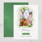 Waterverf Bos groen bruiloft foto Bedankkaart (Voorkant / Achterkant)