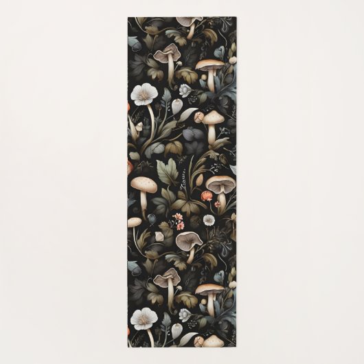 Waterverf Bos groen Paddenstoelen Herfst Yogamat (Achterkant)