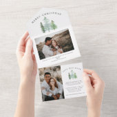 waterverf bos kerst foto opslaan van de datum all in one uitnodiging (Afscheurbaar)