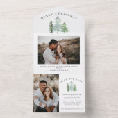 waterverf bos kerst foto opslaan van de datum all in one uitnodiging (Binnen)