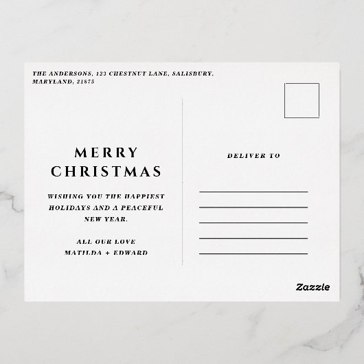 Waterverf-bos kerstfeestdag folie feestdagen briefkaart (Achterkant)