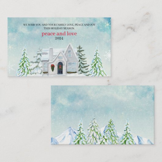 Waterverf-bos kerstfeestdag visitekaartje (Voorkant / Achterkant)