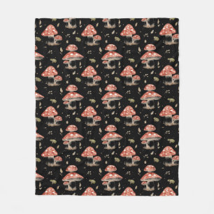 Waterverf Bos Kikkers & Vliegenzwam Paddenstoelen Fleece Deken