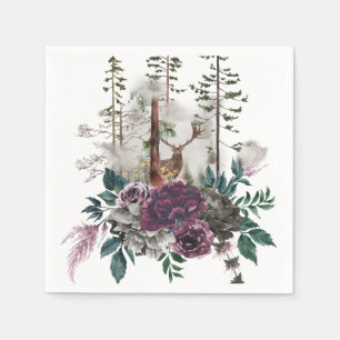 Waterverf bos met herten servet