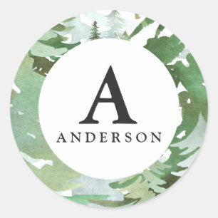 Waterverf bos monogram initiaal sticker