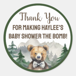 Waterverf bos, Teddybeer, Baby shower gunst Ronde Sticker
