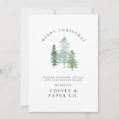 Waterverf bos Vrolijk kerstfeest Feestdagenkaart (Voorkant)