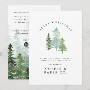 Waterverf bos Vrolijk kerstfeest Feestdagenkaart