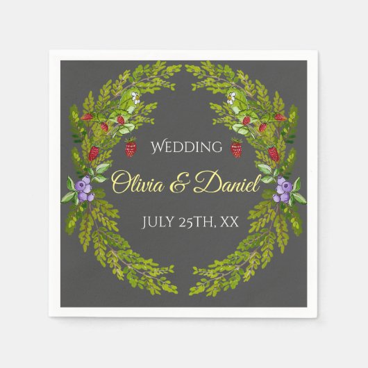 Waterverf bosbessen bruiloft servet (Voorkant)