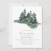 Waterverf Bosbos  Pine Forest Wedding Kaart (Voorkant)