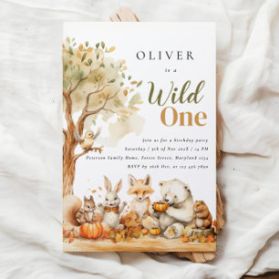 Waterverf bosdieren 1e verjaardag kaart