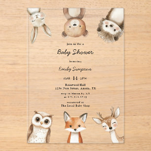 Waterverf Bosdieren Baby Shower Acryl Uitnodigingen
