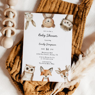 Waterverf Bosdieren Baby Shower Kaart