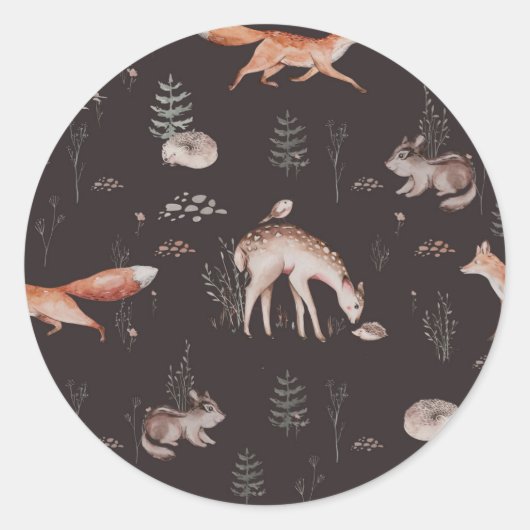 Waterverf Bosdieren Baby Shower Ronde Sticker (Voorkant)