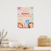 Waterverf bosdieren kinder welkom poster (Keuken)