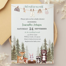 Waterverf bosdieren neutrale babyshower