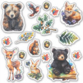 Waterverf Bosdieren Scrapbook Stationery Sticker (Voorkant)