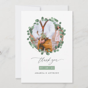 Waterverf bosgroen eucalyptus bruiloft bedankkaart