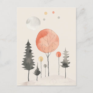 Waterverf Boslandschap Minimalistische Dag van de  Briefkaart