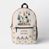 Waterverf Boslandschap Schattigee Zon Patroon Naam Bedrukte Rugzak (Voorkant)