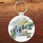 Waterverf bosscène sleutelhanger (Voorkant)