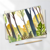 Waterverf Bossen | Groene Natuur Forest Painting Briefkaart