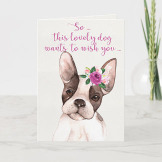Waterverf Boston Terrier Dog Happy Birthday Kaart