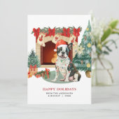 Waterverf Boston Terrier Kerst Kaart (Staand voorkant)