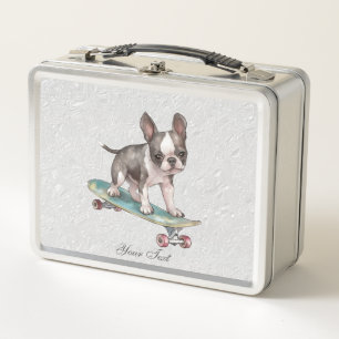 Waterverf Boston Terrier Metalen Lunchbox