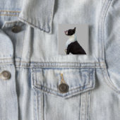 Waterverf Boston Terrier Pin Button (In situ)