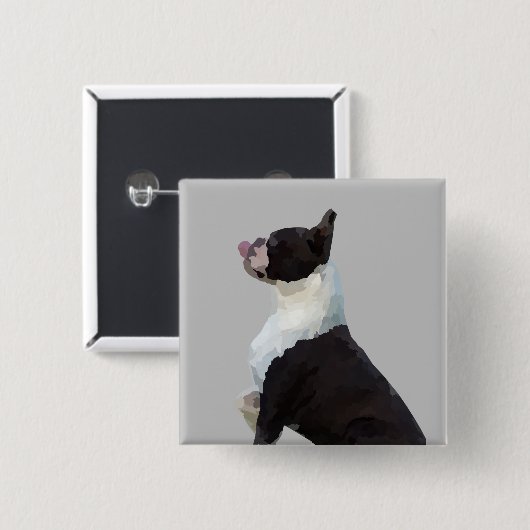 Waterverf Boston Terrier Pin Button (Voorkant /achterkant)