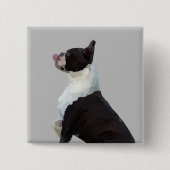 Waterverf Boston Terrier Pin Button (Voorkant)