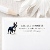 Waterverf Boston Terrier Retouradreslabel Etiket (Insitu)