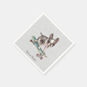 Waterverf Boston Terrier servetten (Hoek)