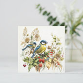 Waterverf bosvogels en wilde bessen kaart (Staand voorkant)