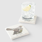 Waterverf bosvogels stenen onderzetter (Zijkant)