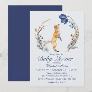 Waterverf Bosvos Baby Shower Kaart