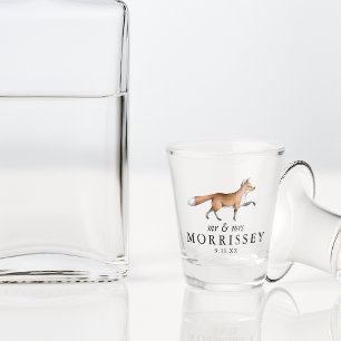 Waterverf Bosvos Mr en Mevrouw Trouwdag Shot Glas