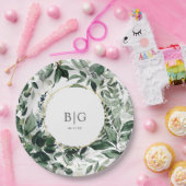 Waterverf Botanic Greenery loof bruiloft Papieren Bordje (Feest)