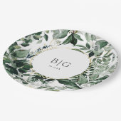 Waterverf Botanic Greenery loof bruiloft Papieren Bordje (Gekanteld)